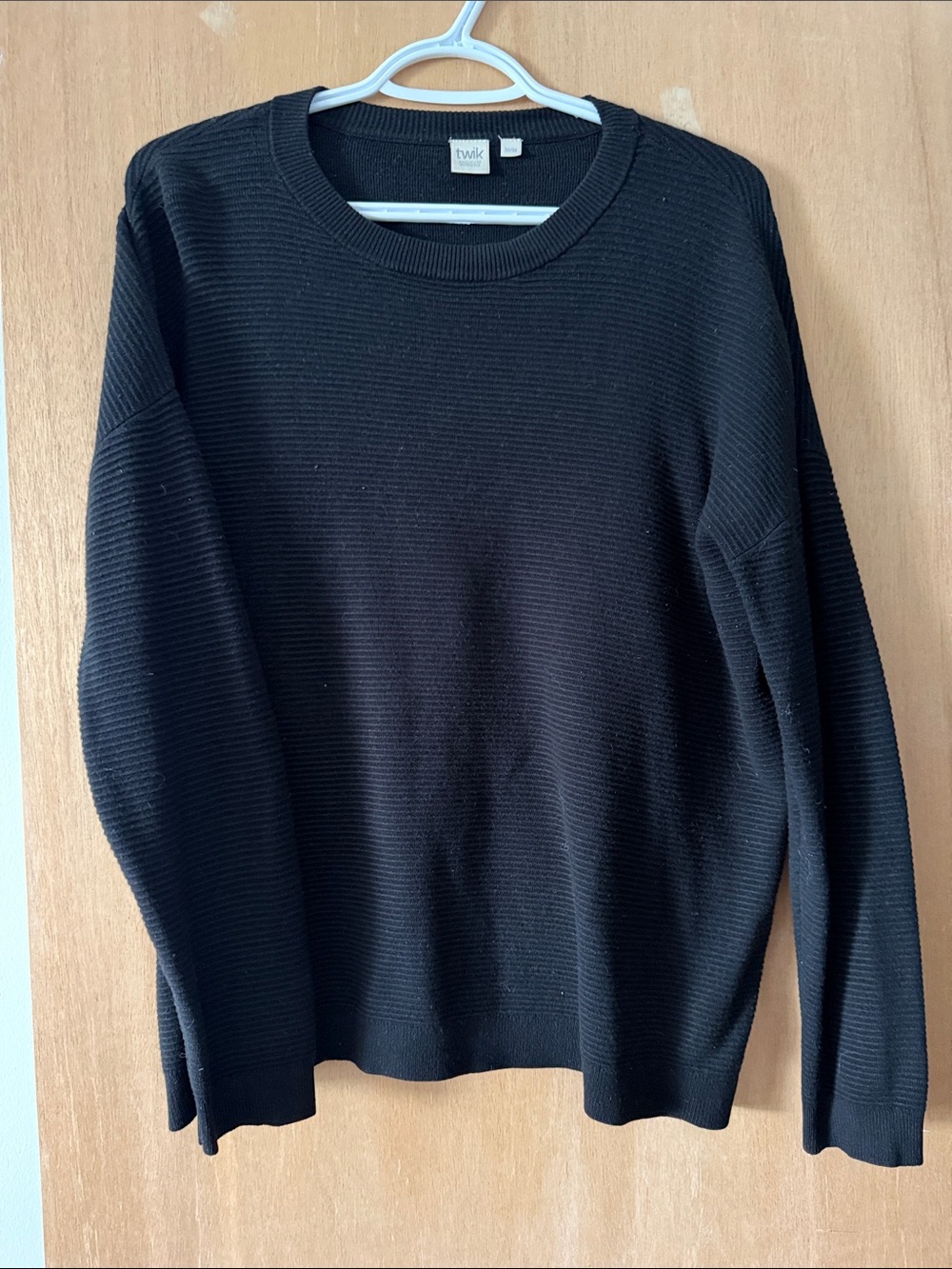 twik Black Ribbed Crewneck Sweater